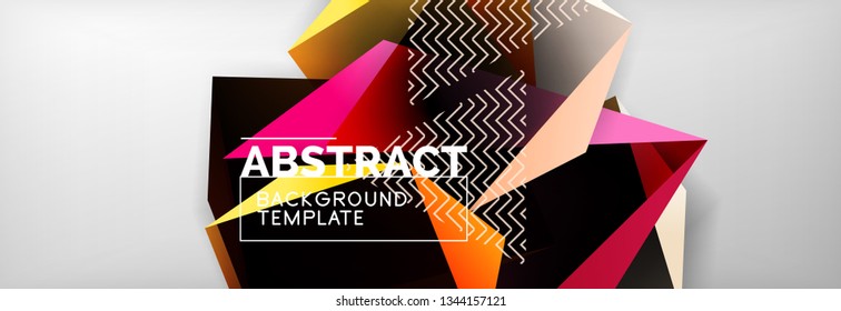 Fondo abstracto geométrico con formas 3d oscuras de color, diseño de afiches de negocios modernos vectoriales o tecno