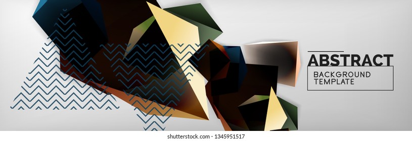 Fondo abstracto geométrico con formas 3d oscuras de color, diseño de afiches de negocios modernos vectoriales o tecno