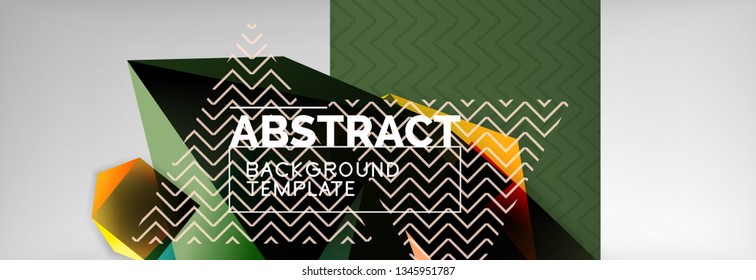 Geometric abstract background with color dark 3d shapes, vector modern business or techno poster design