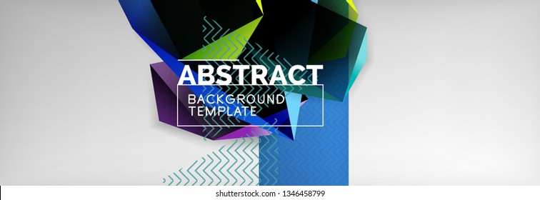 Geometric abstract background with color dark 3d shapes, vector modern business or techno poster design