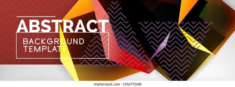 Geometric abstract background with color dark 3d shapes, vector modern business or techno poster design