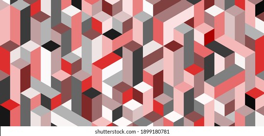 Geometric abstract background with colorful 3d blocks. Vector illustration.