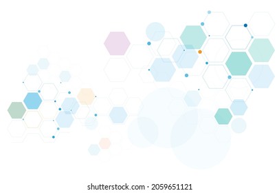 Fondo geométrico abstracto con hexágonos coloridos. Molécula de estructura y comunicación. Ciencia, tecnología y concepto médico. Ilustración del vector
