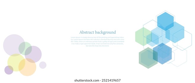 Fundo geométrico abstrato com hexágonos coloridos e círculo. Molécula de estrutura e comunicação. Ciência, tecnologia e conceito médico. Ilustração vetorial