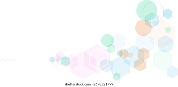 Geometric abstract background with colorful hexagons and circle. Structure molecule.