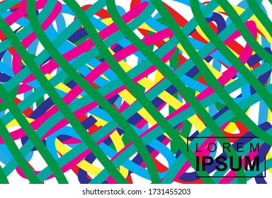 Fondo geométrico abstracto, diseño de bandas entrelazadas de cables coloridas. ilustración vectorial