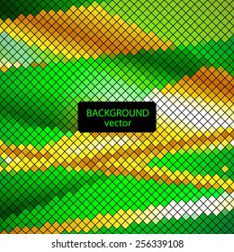 Geometric abstract background. The composition of small diamonds . Abstract pattern in cold colours. Small details, green and gold scheme.