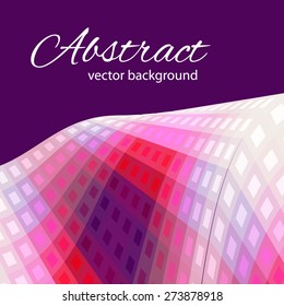 Geometric abstract background. Composition of squares. Mosaic purple . Blank postcards, covers and wrapping paper.Visual illusion blur.