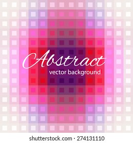Geometric abstract background. Composition of squares. Mosaic purple . Blank postcards, covers and wrapping paper.Visual illusion blur.