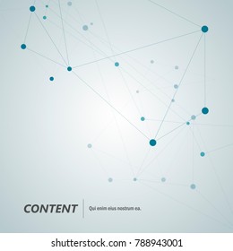 Geometric abstract background with connect lines and dots. Technology molecular structure.
