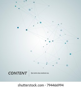 Geometric abstract background with connect lines and dots. Technology molecular structure.