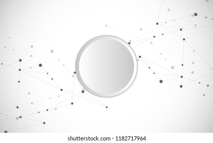 Geometric abstract background with connected dots and lines. Molecular structure and communication. Digital technology background and network connection