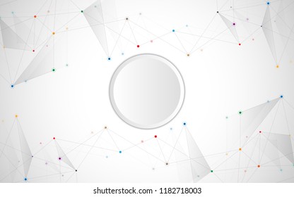 Geometric abstract background with connected dots and lines. Molecular structure and communication. Digital technology background and network connection