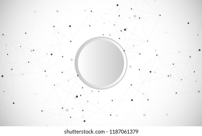 Geometric abstract background with connected dots and lines. Molecular structure and communication. Digital technology background and network connection