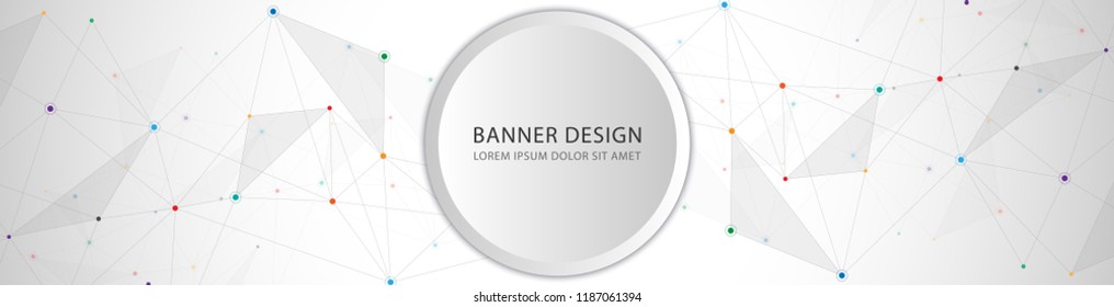 Geometric abstract background with connected dots and lines. Molecular structure and communication. Digital technology background and network connection