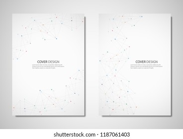 Geometric abstract background with connected dots and lines. Molecular structure and communication. Digital technology background and network connection