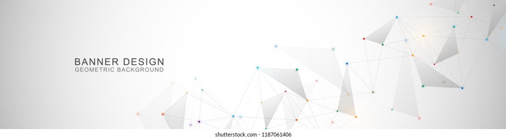 Geometric abstract background with connected dots and lines. Molecular structure and communication. Digital technology background and network connection