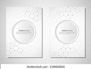Geometric abstract background with connected dots and lines. Molecular structure and communication. Digital technology background and network connection