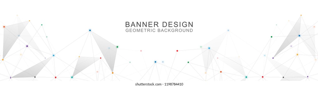 Geometric abstract background with connected dots and lines. Molecular structure and communication. Digital technology background and network connection