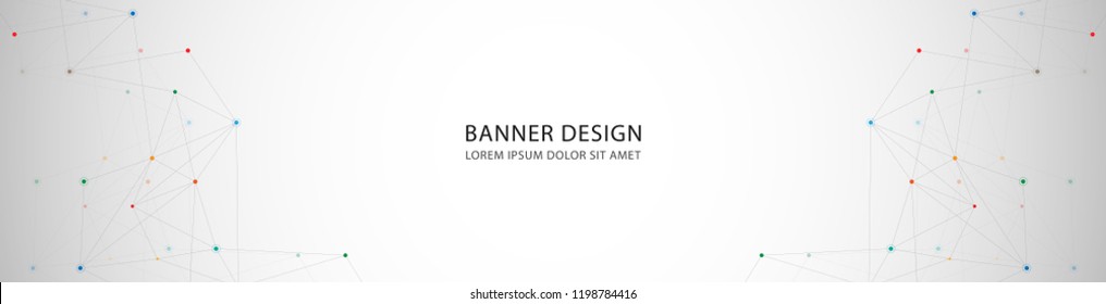 Geometric abstract background with connected dots and lines. Molecular structure and communication. Digital technology background and network connection