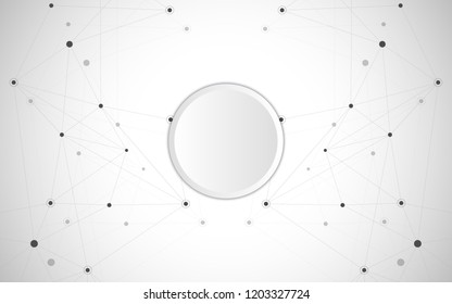 Geometric abstract background with connected dots and lines. Molecular structure and communication. Digital technology background and network connection