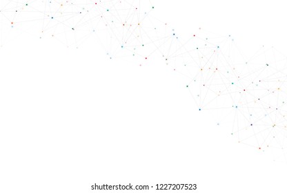 Geometric abstract background with connected dots and lines. Molecular structure and communication. Digital technology background and network connection