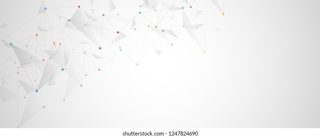 Geometric abstract background with connected dots and lines. Molecular structure and communication concept. Digital technology background and network connection