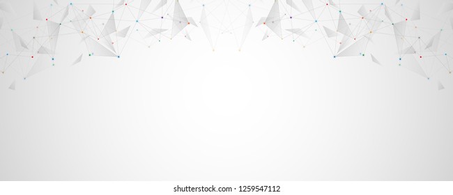 Geometric abstract background with connected dots and lines. Molecular structure and communication concept. Digital technology background and network connection