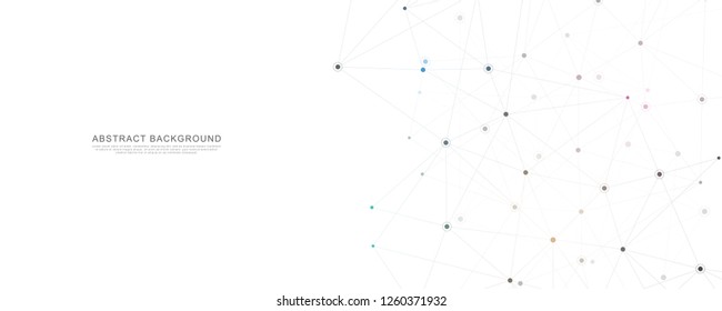 Geometric abstract background with connected dots and lines. Molecular structure and communication concept. Digital technology background and network connection