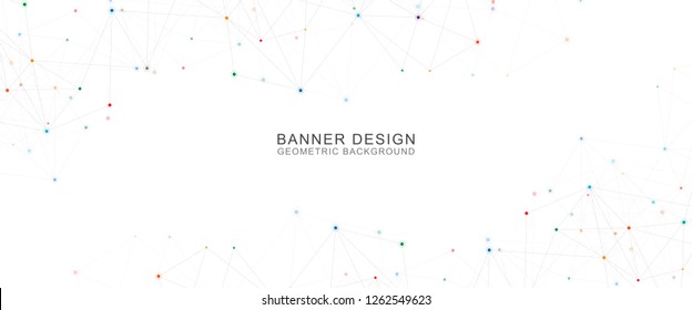 Geometric abstract background with connected dots and lines. Molecular structure and communication concept. Digital technology background and network connection