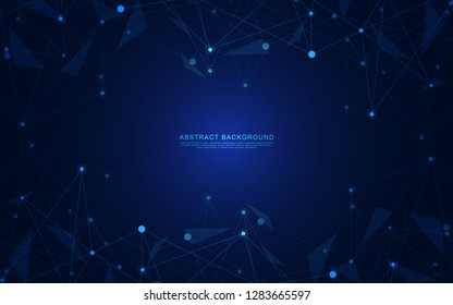 Geometric abstract background with connected dots and lines. Molecular structure and communication concept. Digital technology background and network connection