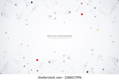 Geometric abstract background with connected dots and lines. Molecular structure and communication concept. Digital technology background and network connection