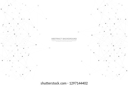 Geometric abstract background with connected dots and lines. Molecular structure and communication concept. Digital technology background and network connection