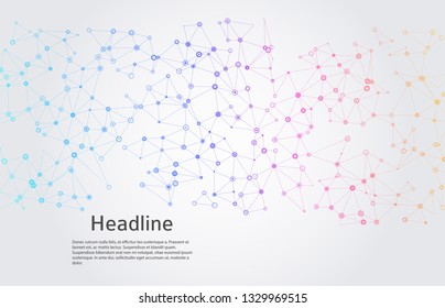 	
Geometric abstract background with connected dots and lines. Molecular structure and communication. Digital technology background and network connection Vector illustration EPS10 for business design