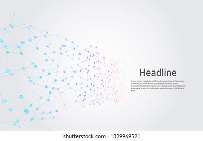 	
Geometric abstract background with connected dots and lines. Molecular structure and communication. Digital technology background and network connection Vector illustration EPS10 for business design