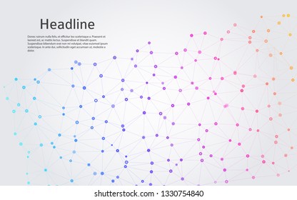 Geometric abstract background with connected dots and lines. Molecular structure and communication. Digital technology background and network connection Vector illustration EPS10 for business design