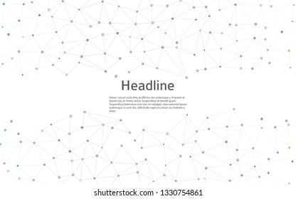Geometric abstract background with connected dots and lines. Molecular structure and communication. Digital technology background and network connection Vector illustration EPS10 for business design