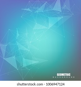 Geometric abstract background with connected line and dots. Structure molecule and communication. Big Data Visualization. Medical, technology, science background. Vector illustration