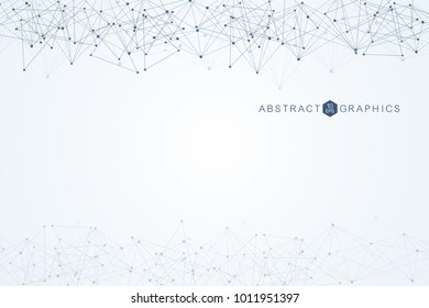 Geometric abstract background with connected line and dots. Structure molecule and communication. Big Data Visualization. Medical, technology, science background. Vector illustration