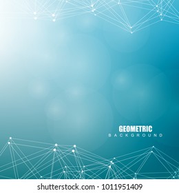 Geometric abstract background with connected line and dots. Structure molecule and communication. Big Data Visualization. Medical, technology, science background. Vector illustration