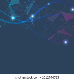 Geometric abstract background with connected line and dots. Structure molecule and communication. Big Data Visualization. Medical, technology, science background. Vector illustration