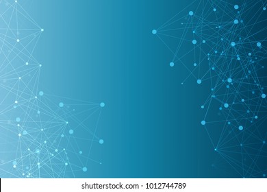 Geometric abstract background with connected line and dots. Structure molecule and communication. Big Data Visualization. Medical, technology, science background. Vector illustration
