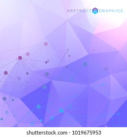 Geometric abstract background with connected line and dots. Structure molecule and communication. Big Data Visualization. Medical, technology, science background. Vector illustration