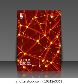 Geometric abstract background with connected line and dots. Structure molecule and communication. Template flyer with abstract background. Eps10 Vector illustration