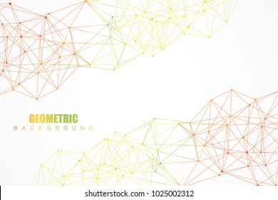 Geometric abstract background with connected line and dots. Structure molecule and communication. Scientific concept for your design. Medical, technology, science background. Vector illustration