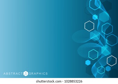 Geometric abstract background with connected line and dots. Structure molecule and communication. Scientific concept for your design. Medical, technology, science background. Vector illustration