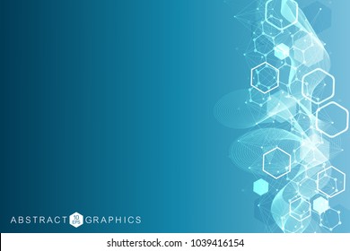 Geometric abstract background with connected line and dots. Structure molecule and communication. Scientific concept for your design. Medical, technology, science background. Vector illustration