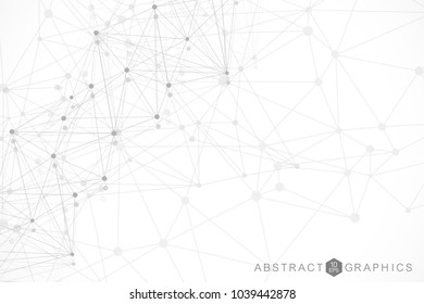 Geometric abstract background with connected line and dots. Structure molecule and communication. Scientific concept for your design. Medical, technology, science background. Vector illustration