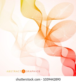 Geometric abstract background with connected line and dots. Structure molecule and communication. Scientific concept for your design. Medical, technology, science background. Vector illustration
