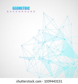 Geometric abstract background with connected line and dots. Structure molecule and communication. Scientific concept for your design. Medical, technology, science background. Vector illustration